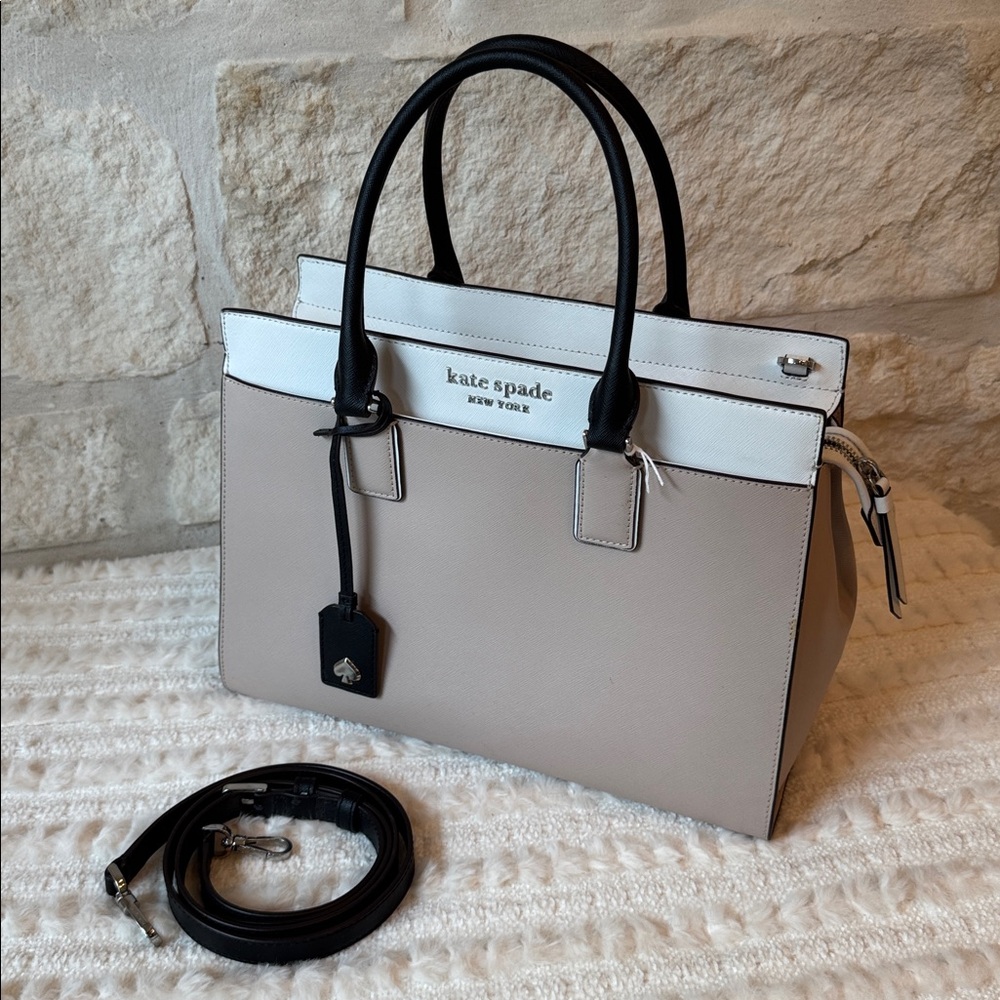 kate spade- Cream & White Tote Bag